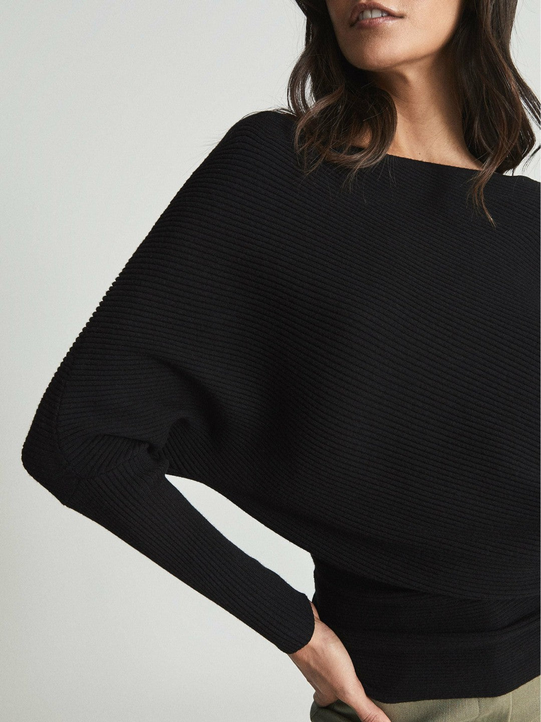 Asymmetric Knitted Top in Black