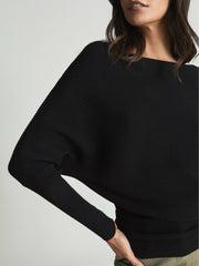 Asymmetric Knitted Top in Black