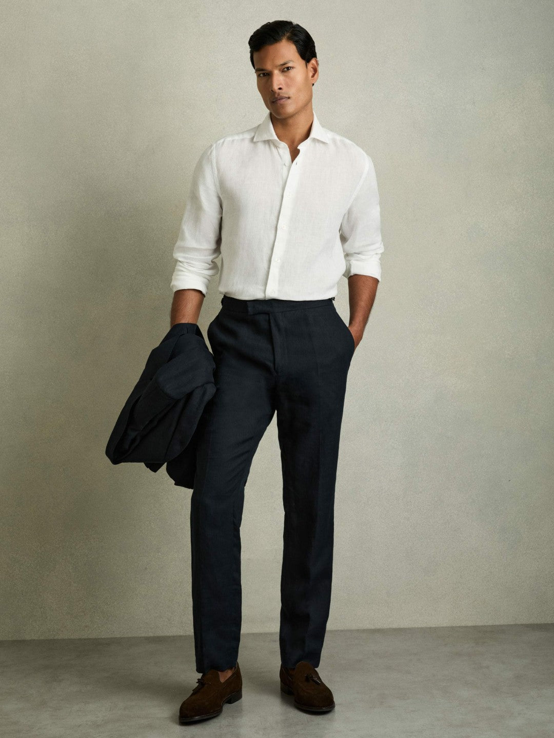Linen Button-Through Shirt in White