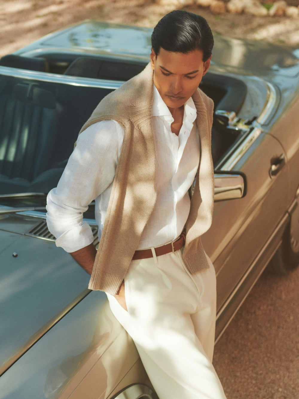 Linen Button-Through Shirt in White