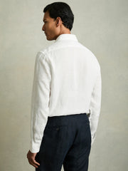 Linen Button-Through Shirt in White