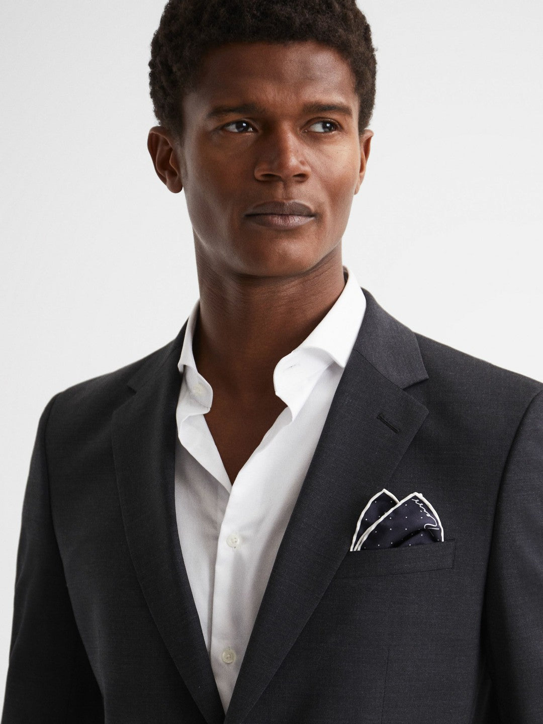 Polka Dot Silk Pocket Square in Navy