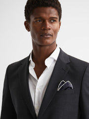 Polka Dot Silk Pocket Square in Navy