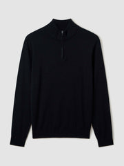 Merino Wool Half-Zip Jumper in Navy