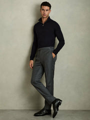 Merino Wool Half-Zip Jumper in Navy