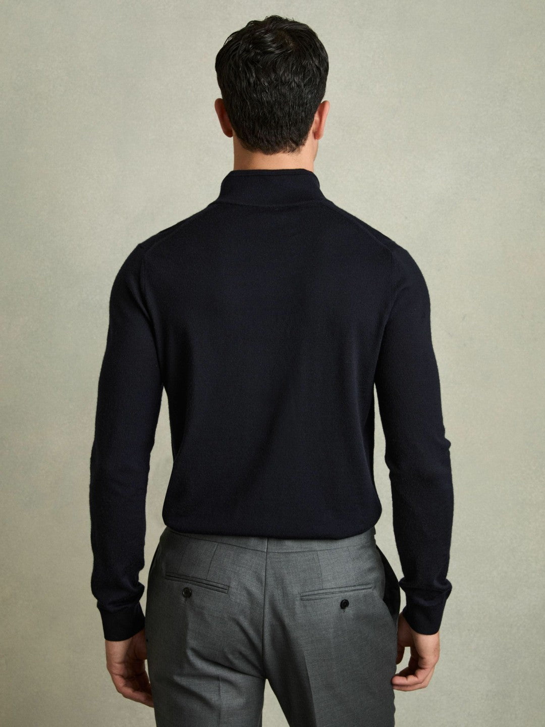 Merino Wool Half-Zip Jumper in Navy
