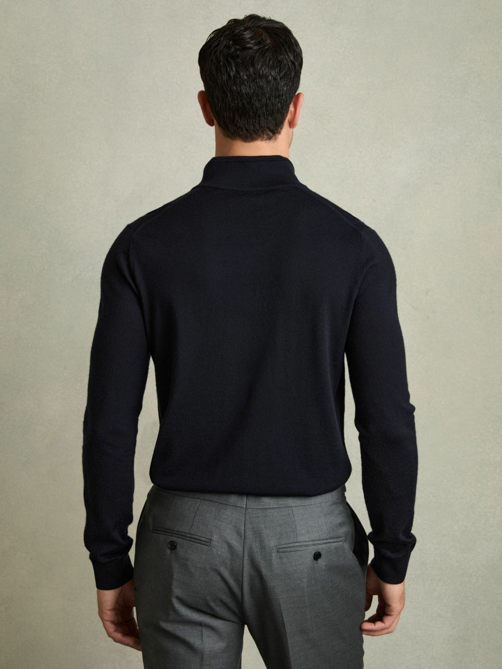 Merino Wool Half-Zip Jumper in Navy