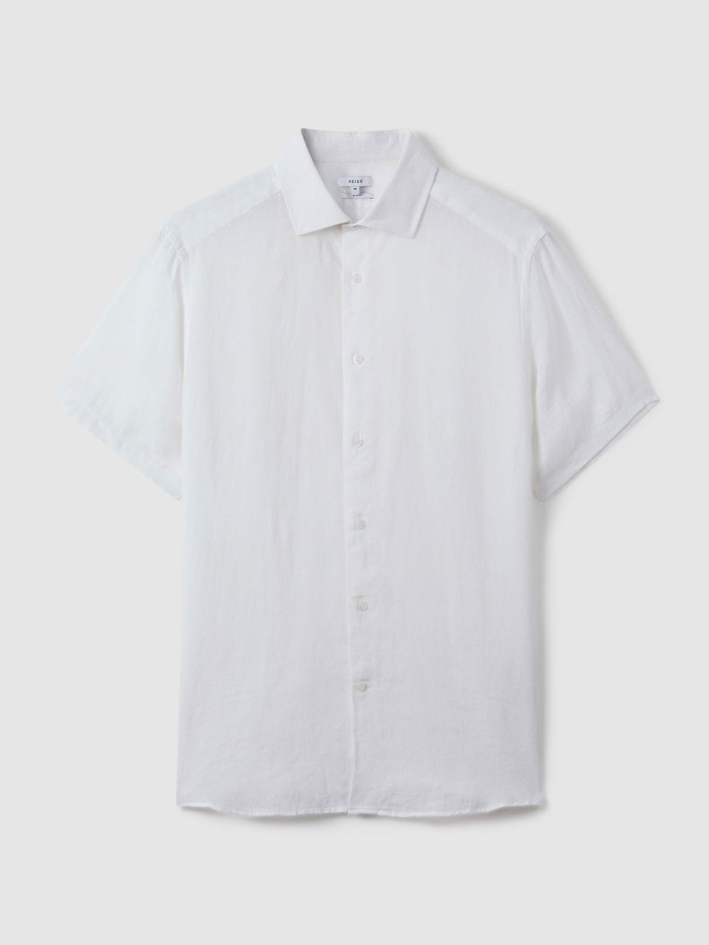 Slim Fit Linen Button-Through Shirt in White