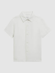 3-9 yrs Short Sleeve Linen Shirt in White