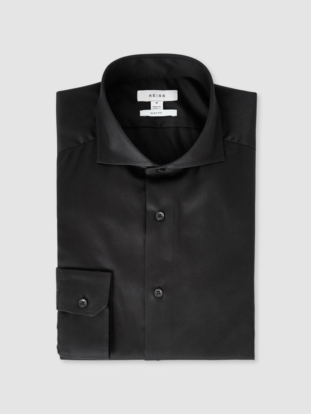 Slim Fit Cotton-Twill Two-Fold Shirt Slim-Fit in Black