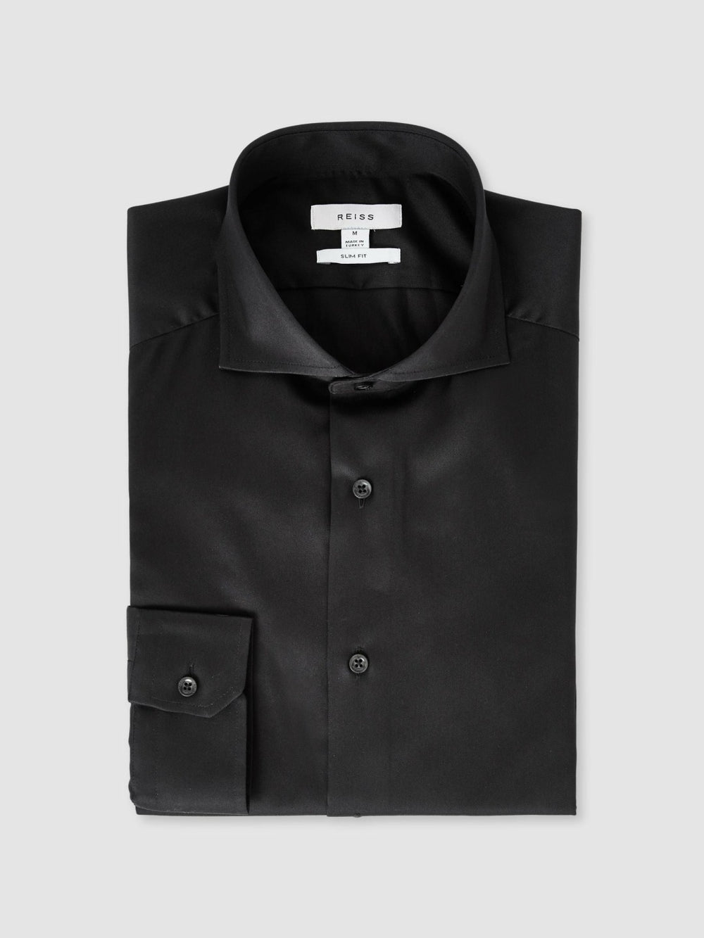 Slim Fit Cotton-Twill Two-Fold Shirt Slim-Fit in Black