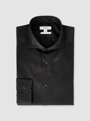 Slim Fit Cotton-Twill Two-Fold Shirt Slim-Fit in Black