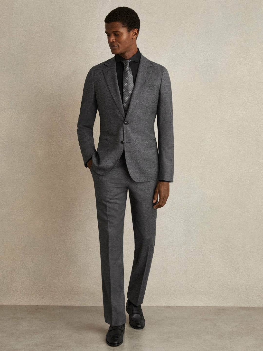 Slim Fit Cotton-Twill Two-Fold Shirt Slim-Fit in Black