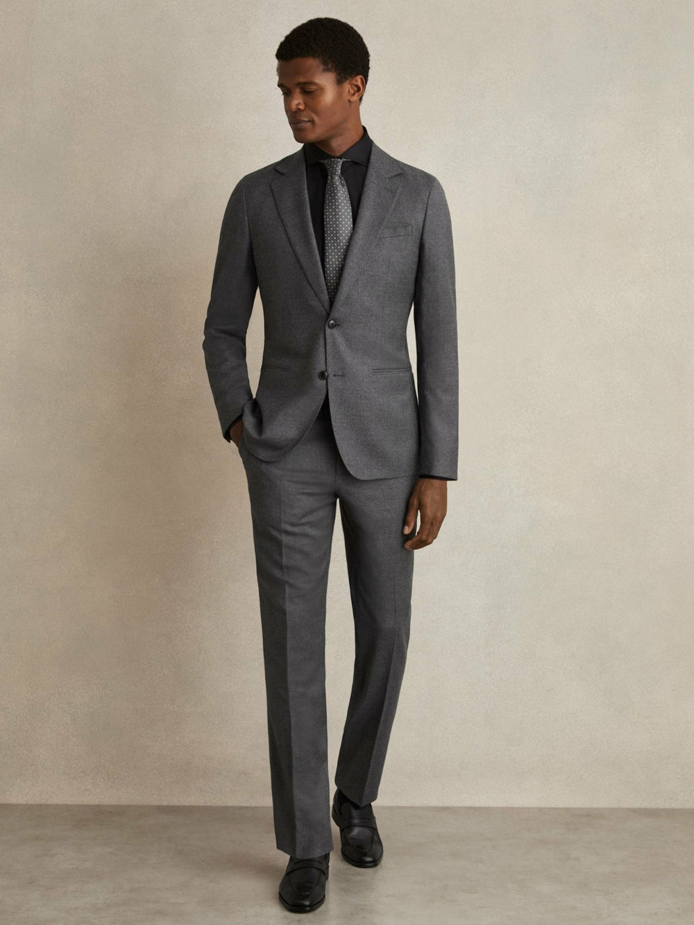 Slim Fit Cotton-Twill Two-Fold Shirt Slim-Fit in Black