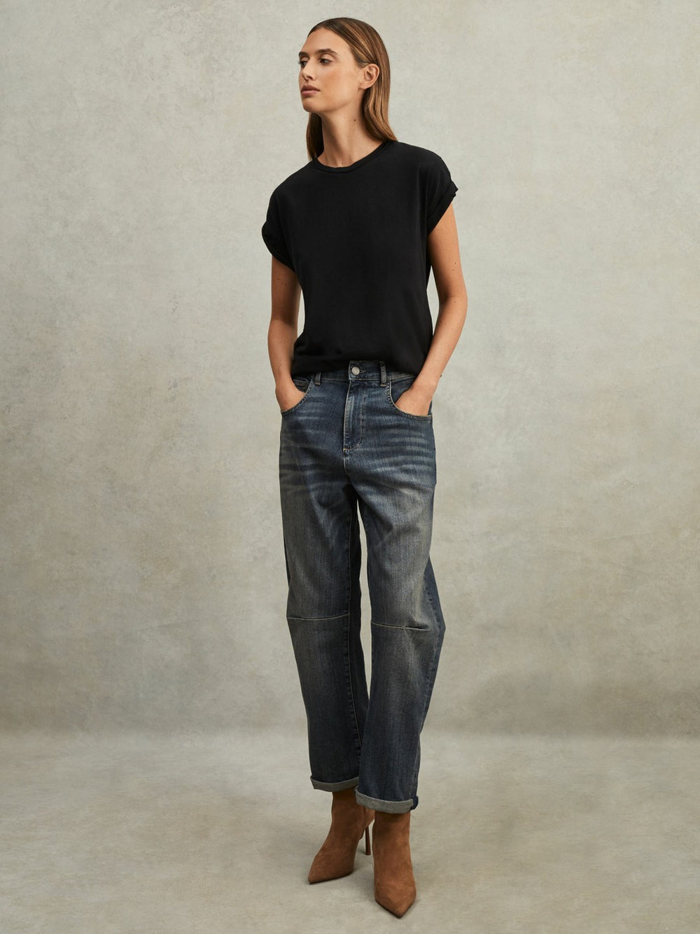 Cotton-Jersey Crew Neck T-Shirt in Black