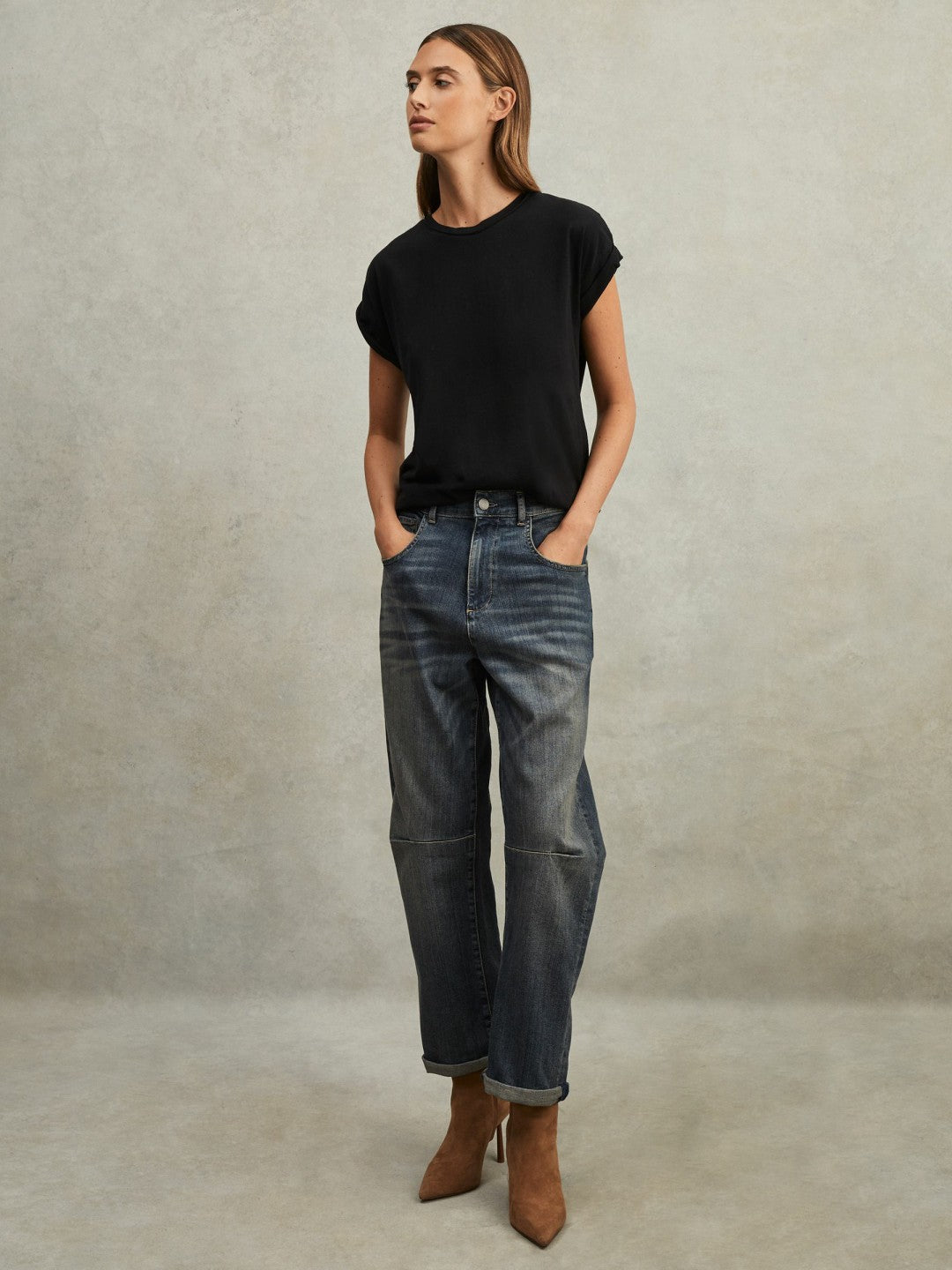 Cotton-Jersey Crew Neck T-Shirt in Black