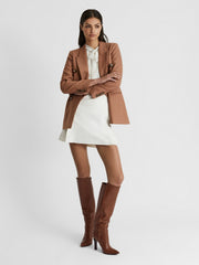 Leather Knee High Boots in Tan