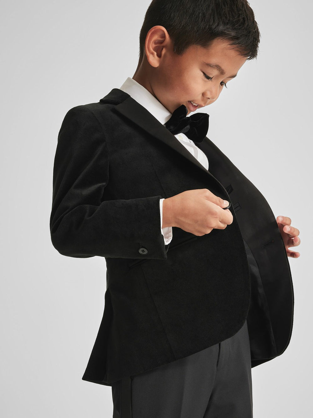 4-9 yrs Single Breasted Velvet Blazer in Black