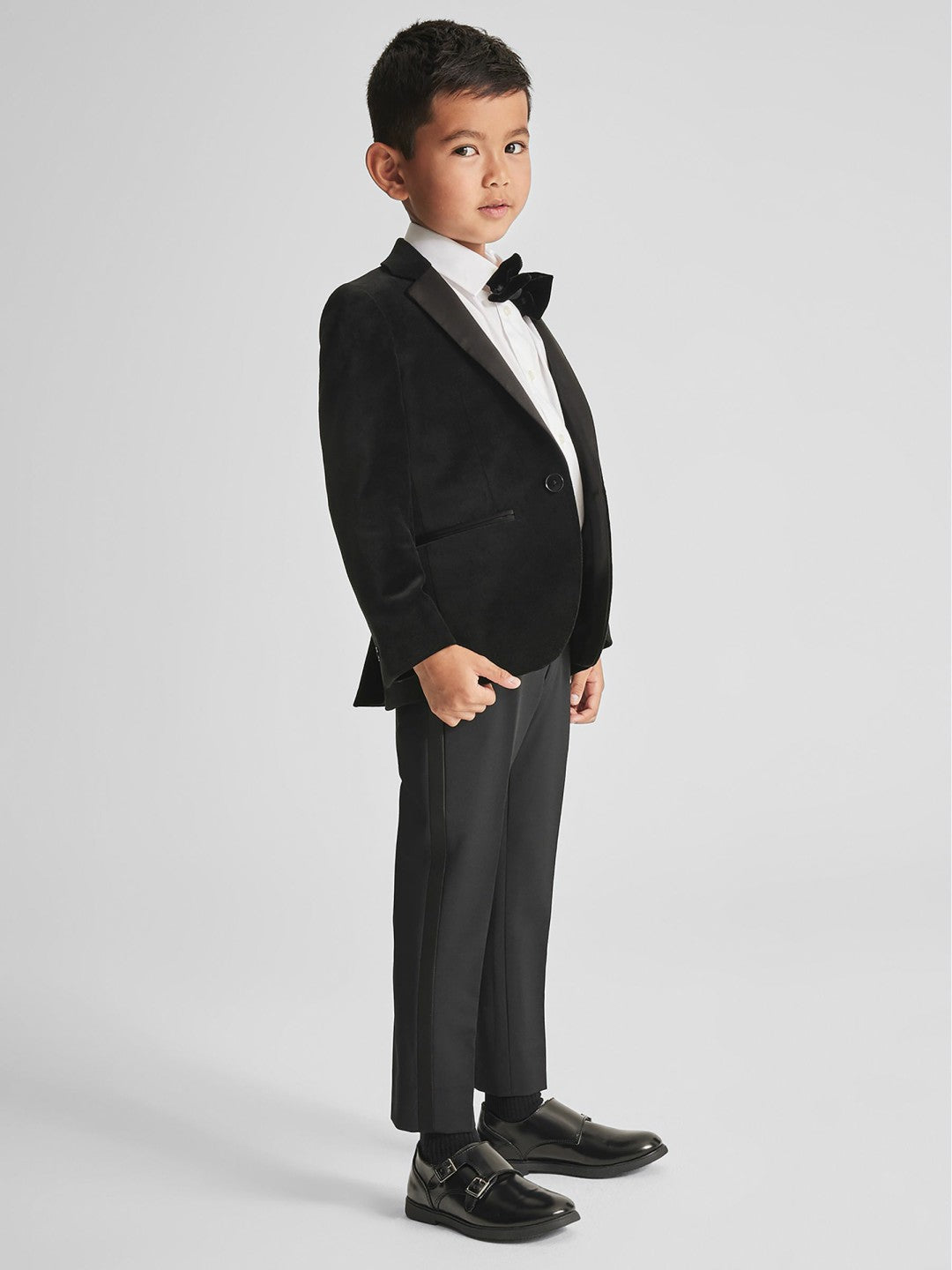 4-9 yrs Single Breasted Velvet Blazer in Black