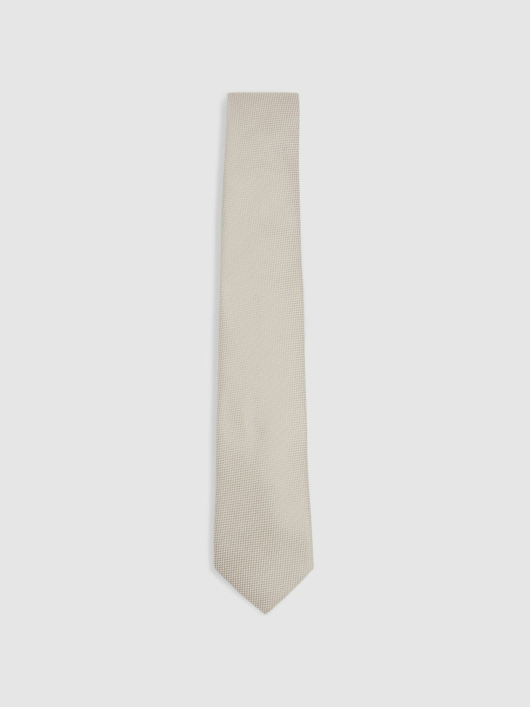 Textured Silk Blend Tie in Soft Champagne