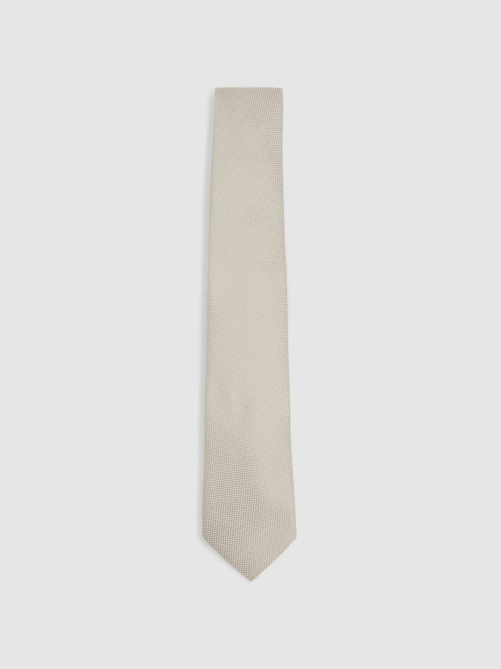 Textured Silk Blend Tie in Soft Champagne