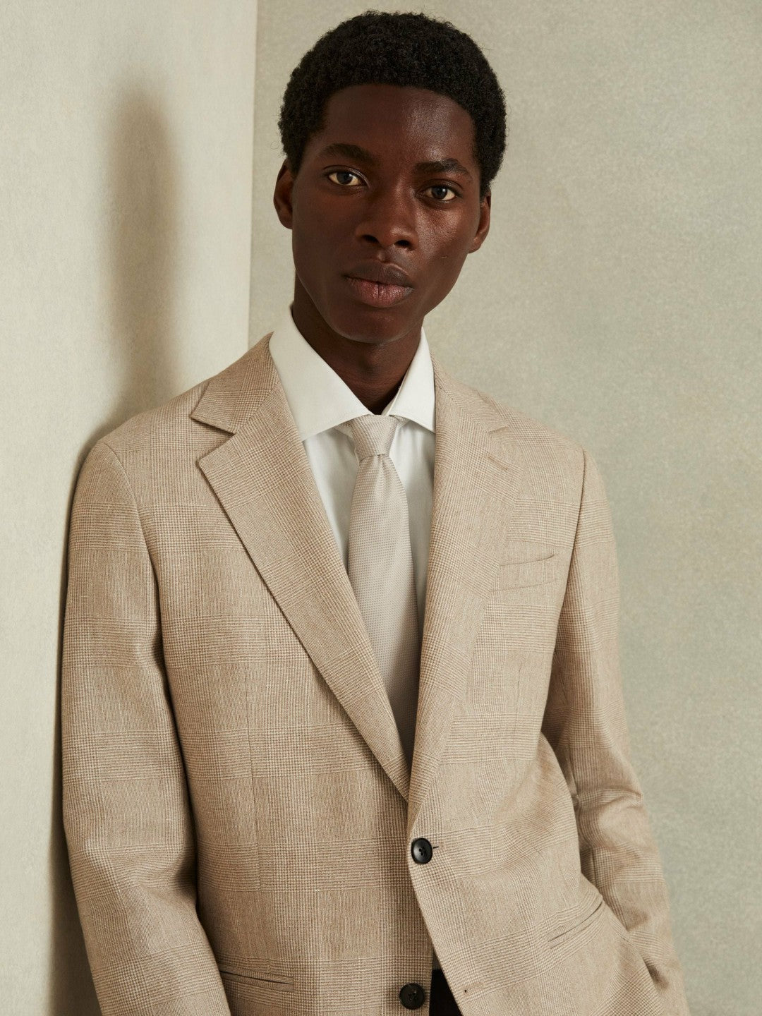 Textured Silk Blend Tie in Soft Champagne