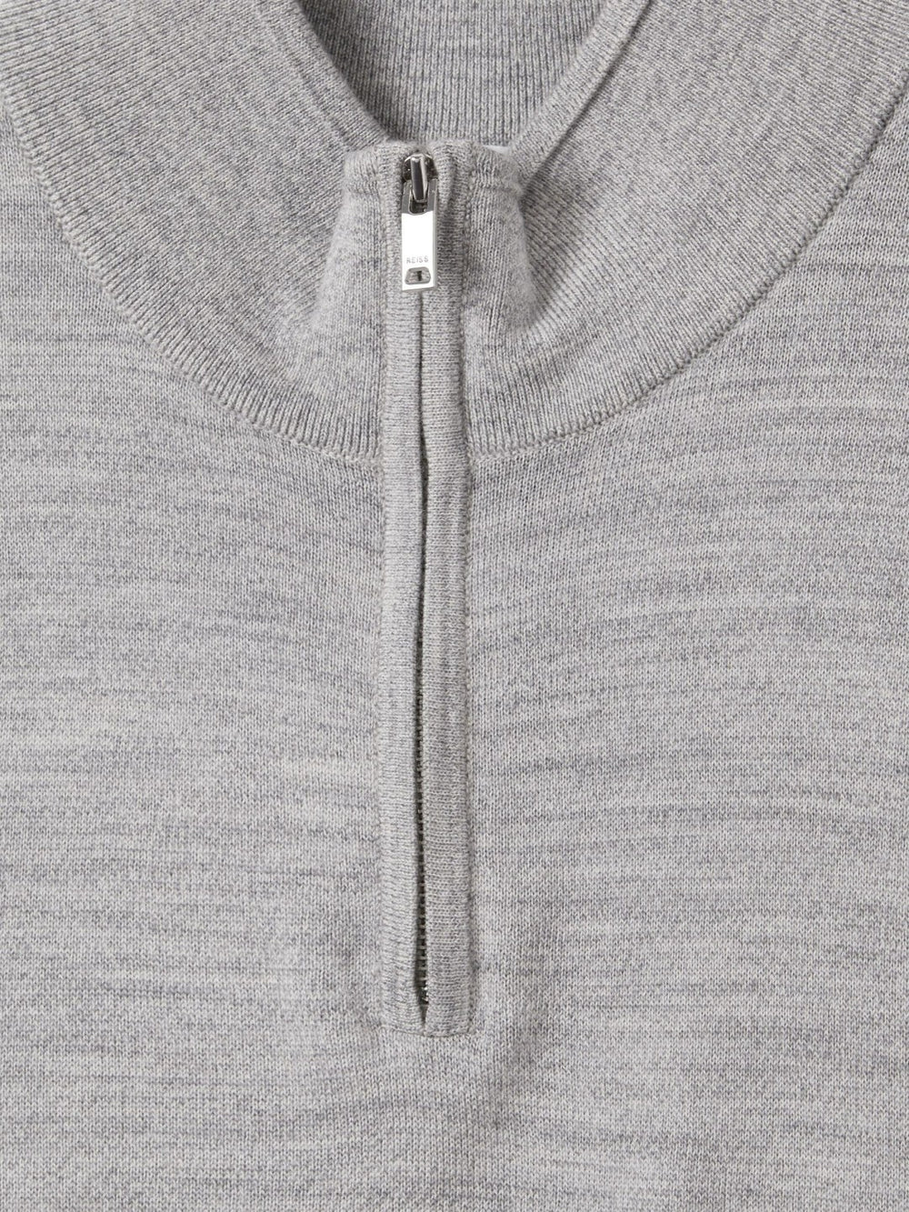 Merino Wool Half-Zip Jumper in Soft Grey Mouline