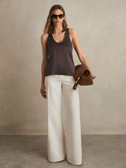 Silk Scoop-Neck Vest in Mauve