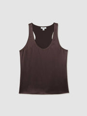Silk Scoop-Neck Vest in Mauve