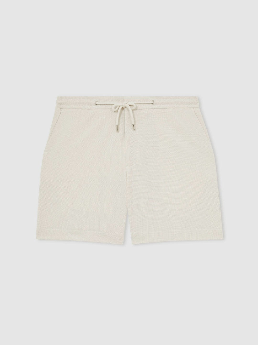 Textured Drawstring Shorts in Stone