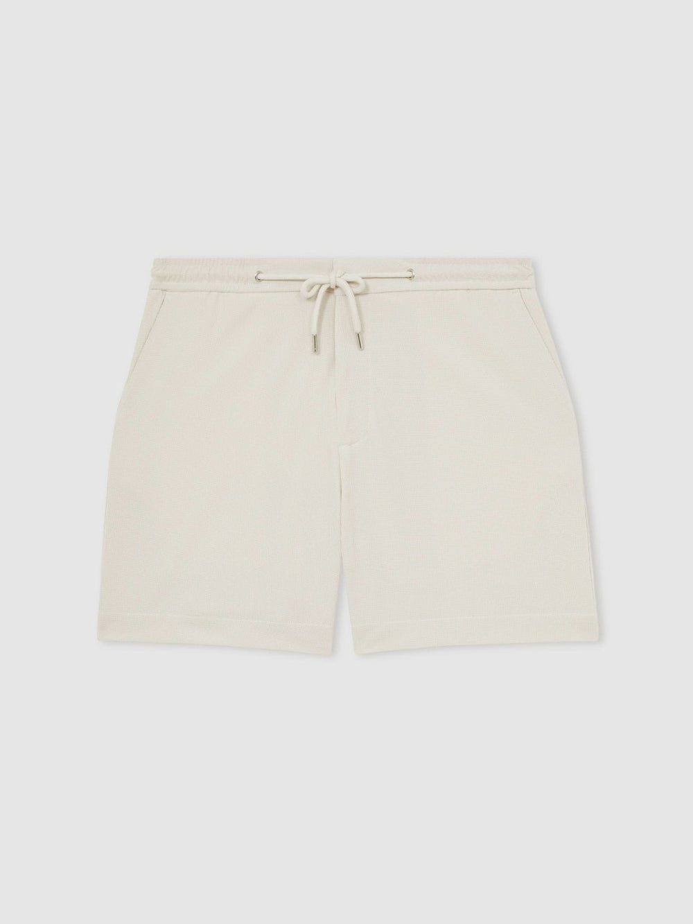 Textured Drawstring Shorts in Stone
