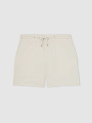Textured Drawstring Shorts in Stone