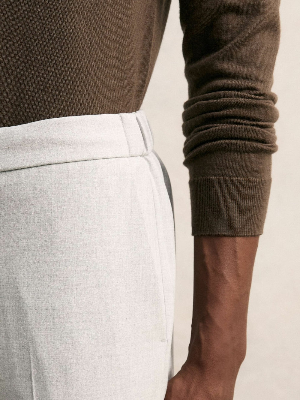 Slim-Fit Internal-Drawstring Trousers in Grey