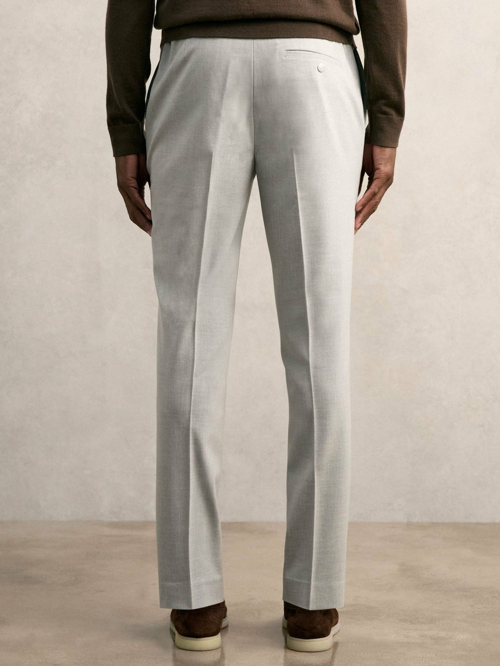Slim-Fit Internal-Drawstring Trousers in Grey