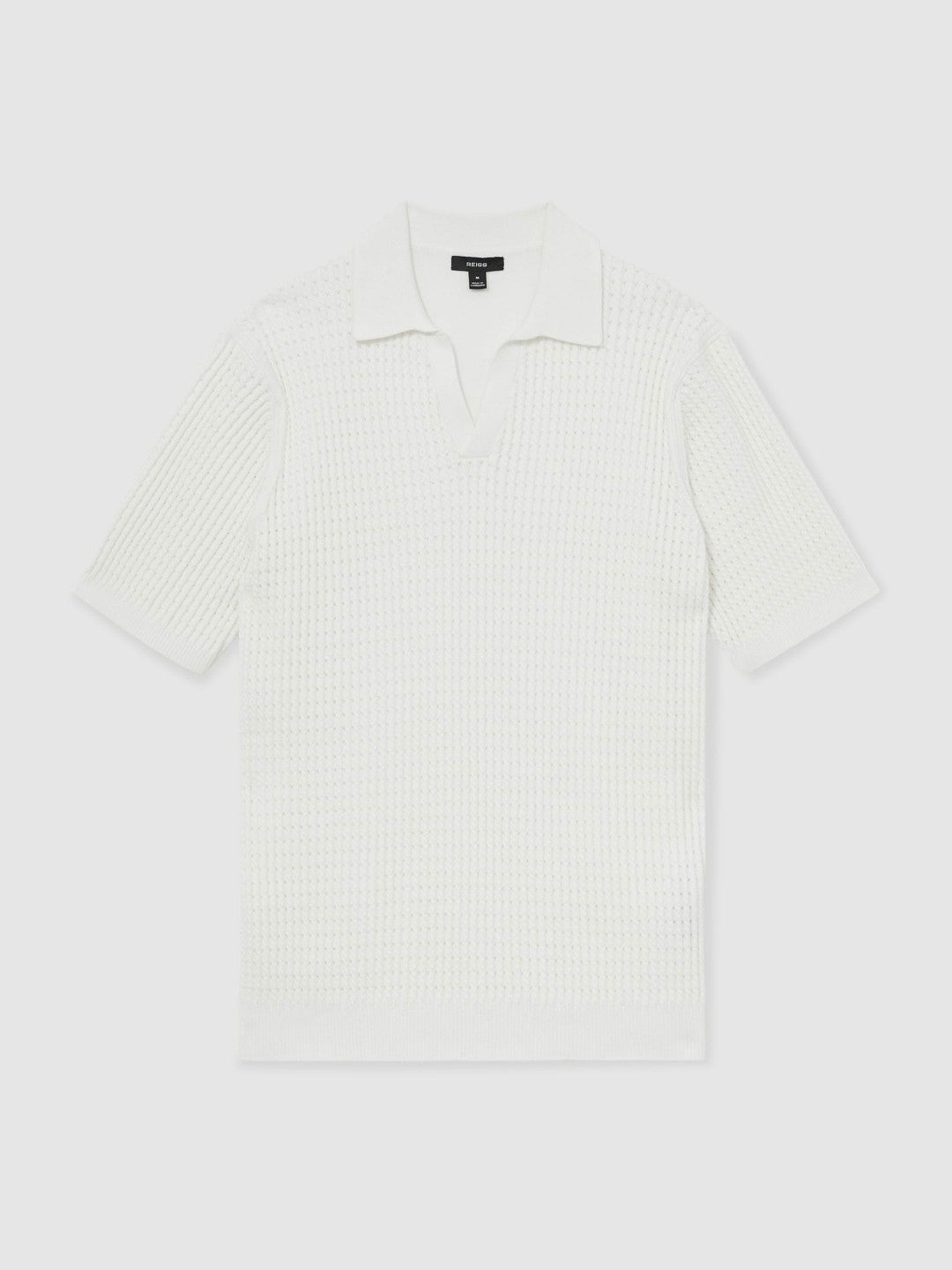 Micro-Cable Open-Collar Cotton-Blend Shirt in White