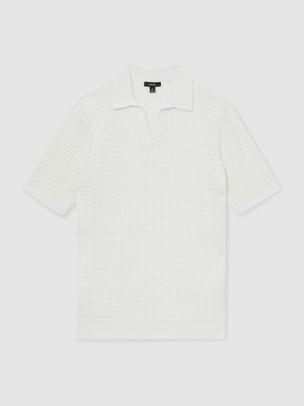 Micro-Cable Open-Collar Cotton-Blend Shirt in White