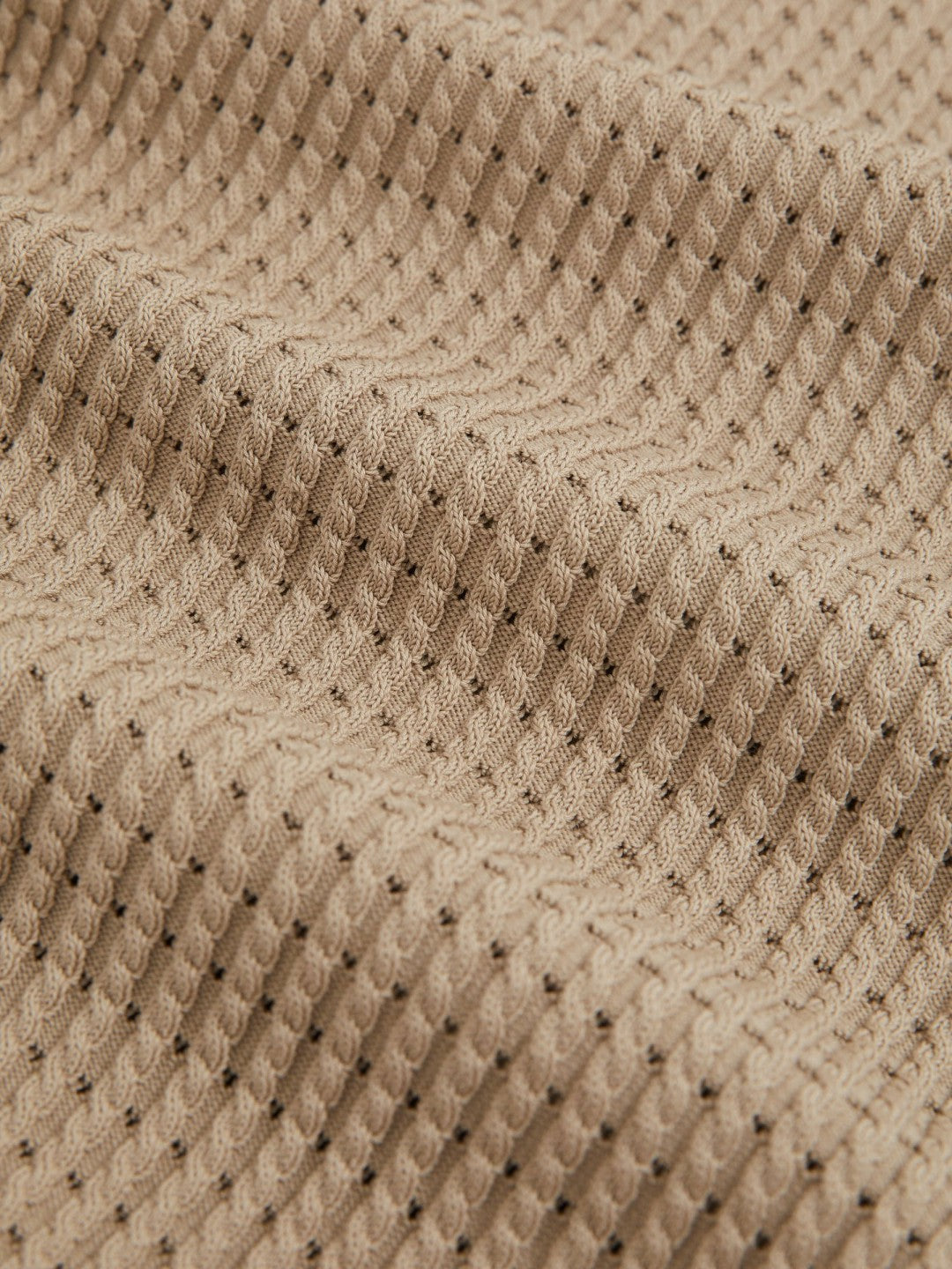 Micro-Cable Open-Collar Cotton-Blend Shirt in Light Camel Brown