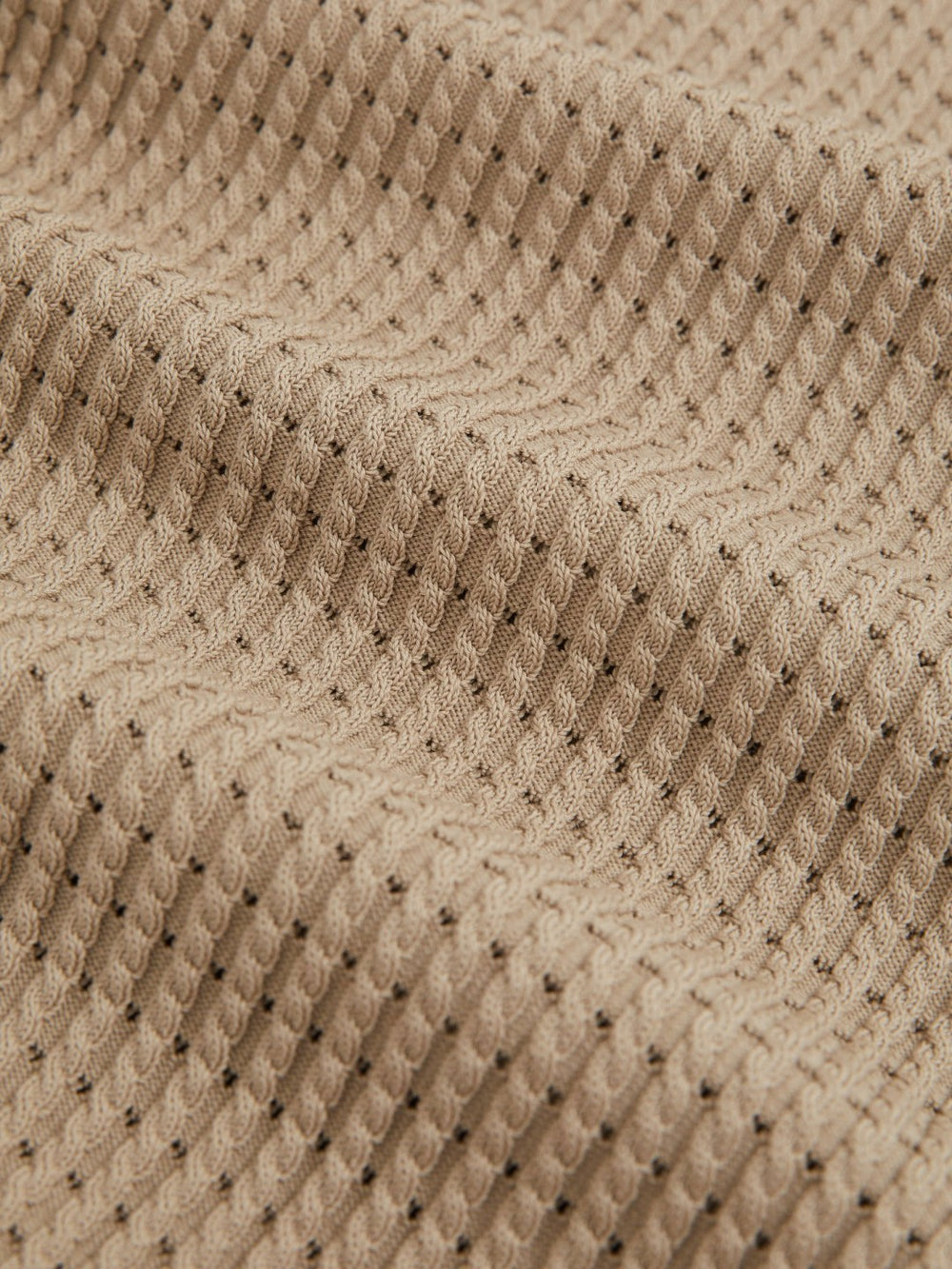 Micro-Cable Open-Collar Cotton-Blend Shirt in Light Camel Brown