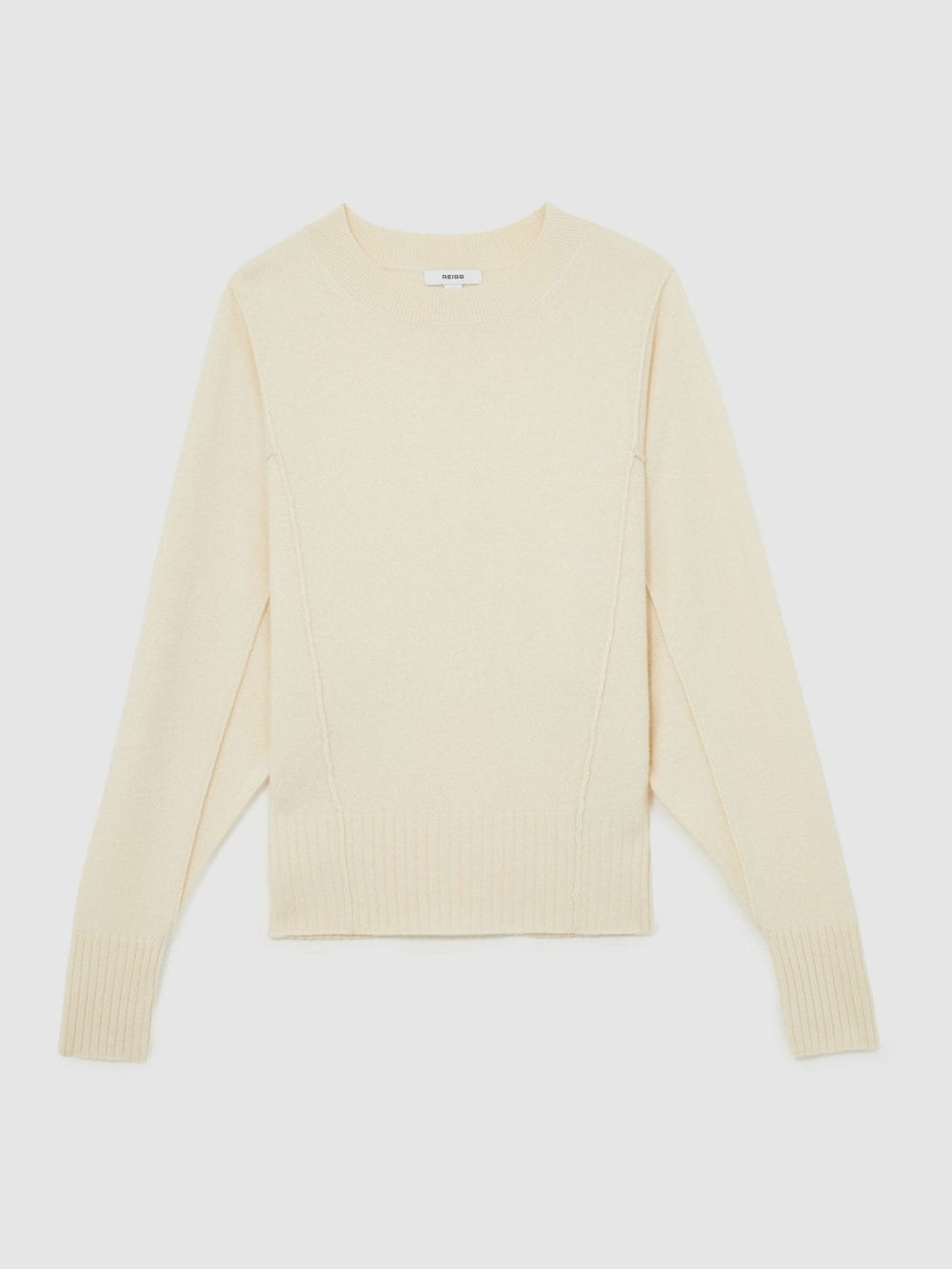 Wool-Blend Reverse-Seam Batwing Jumper With Cashmere in Cream
