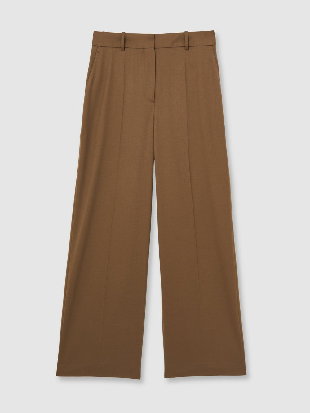 Petite Wool-Blend Wide-Leg Suit Trousers in Tan