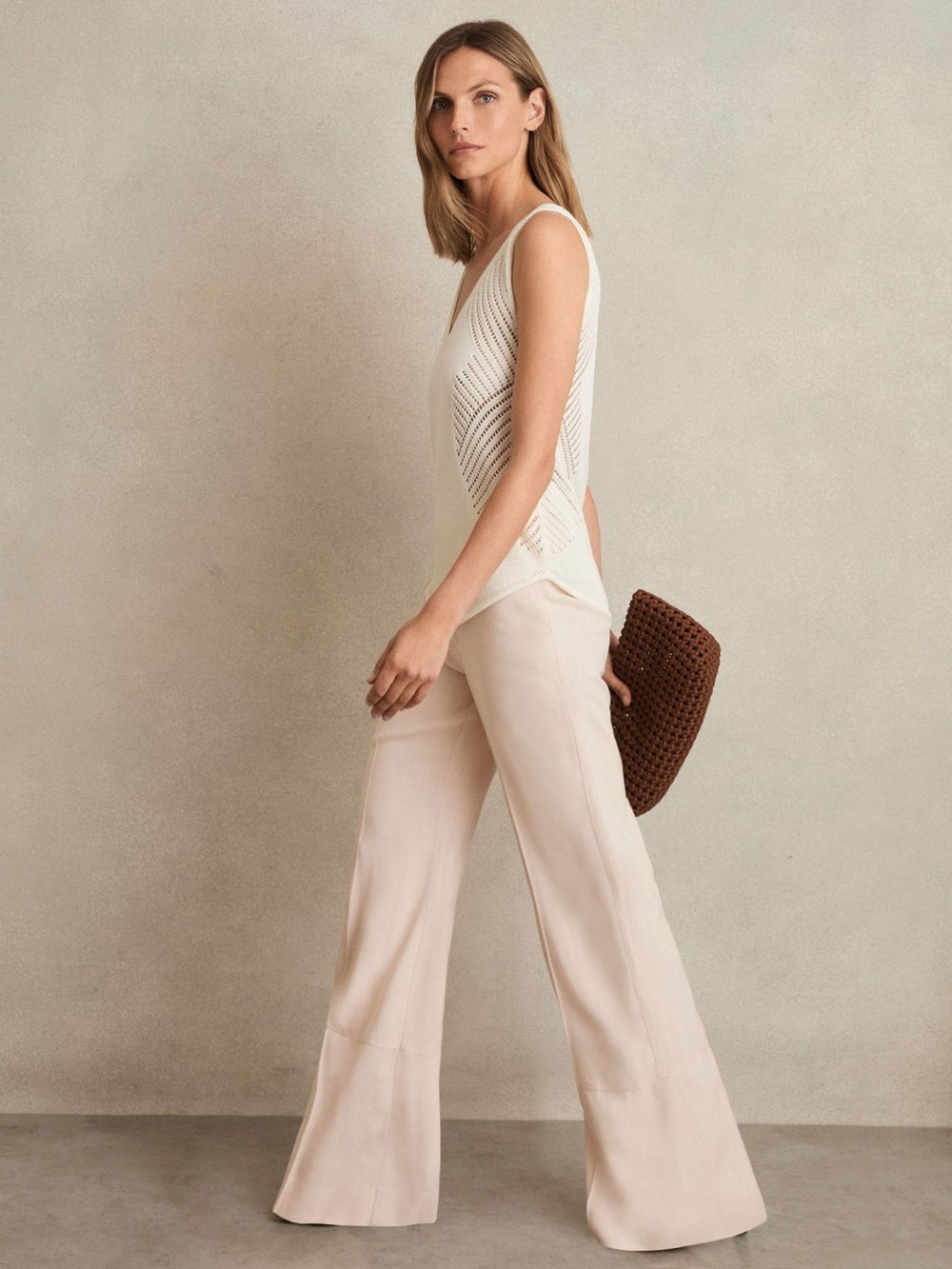 Wide-Leg Suit Trousers in Pink