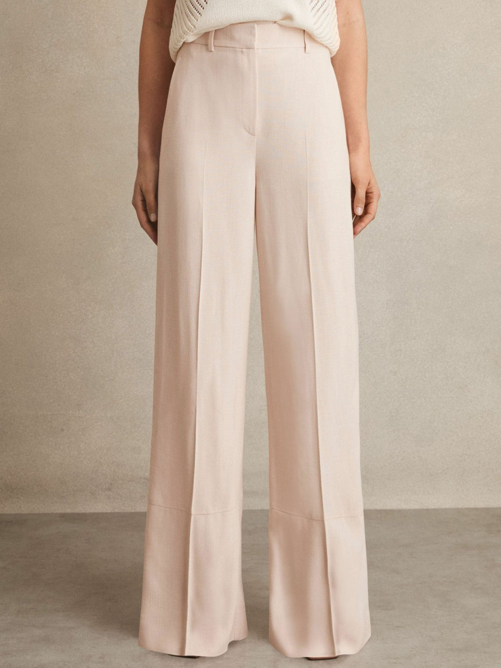 Wide-Leg Suit Trousers in Pink
