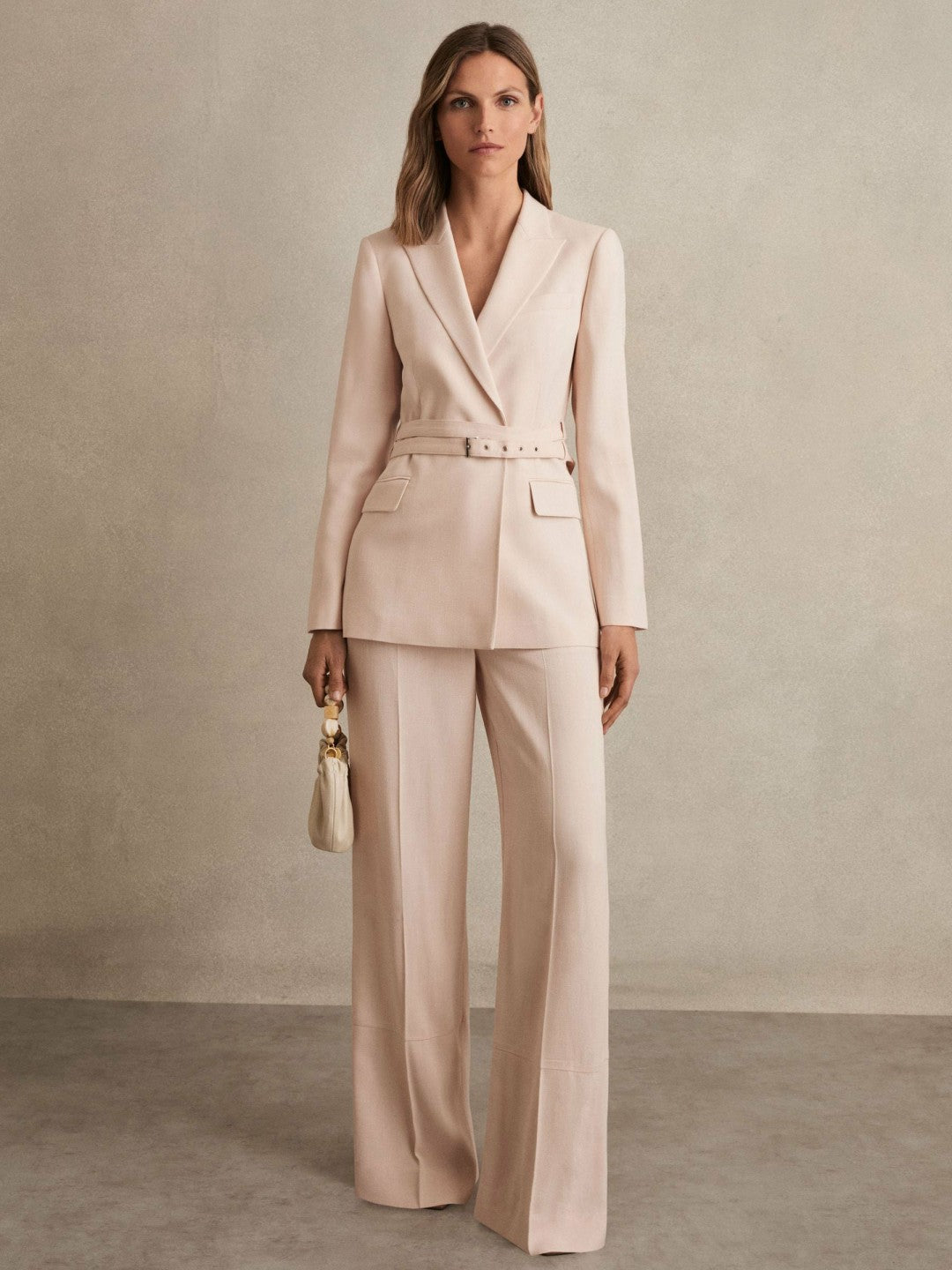 Petite Wide-Leg Suit Trousers in Pink