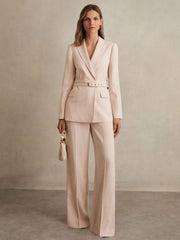 Petite Wide-Leg Suit Trousers in Pink