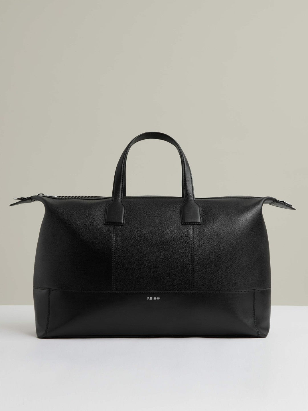 Micro-Grain Leather Holdall in Black