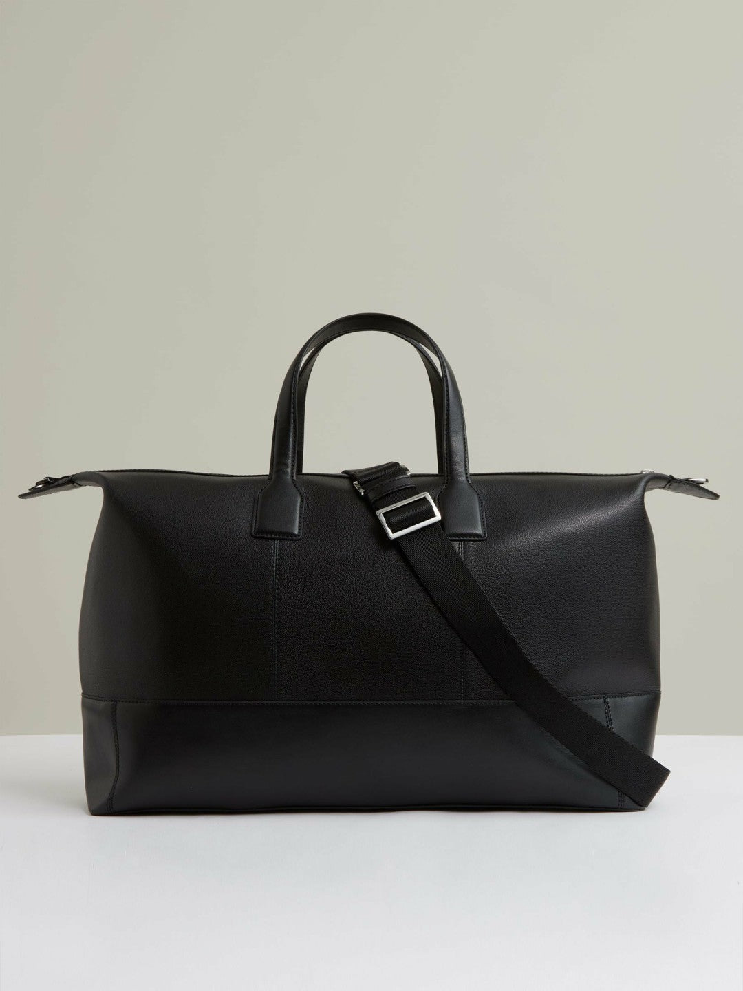 Micro-Grain Leather Holdall in Black