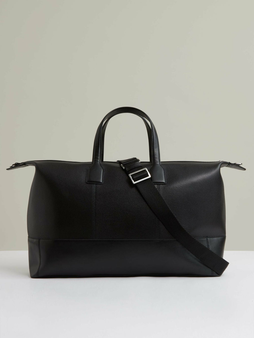 Micro-Grain Leather Holdall in Black