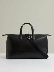 Micro-Grain Leather Holdall in Black