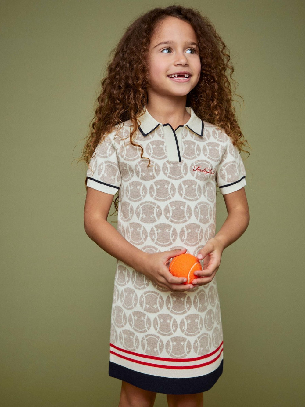 4-9 yrs SmileyWorld Knitted Polo Dress in Off White