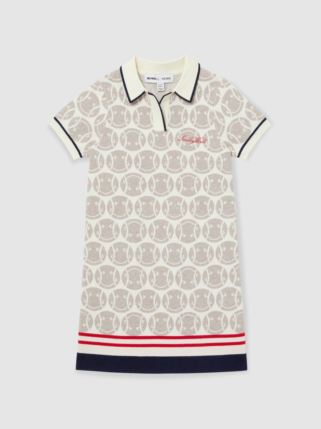 4-9 yrs SmileyWorld Knitted Polo Dress in Off White